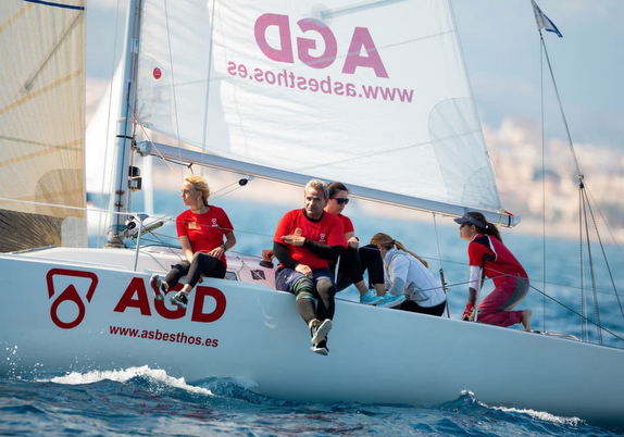J/80 womens team sailing off Palma Mallorca, Spain